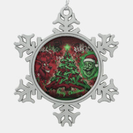 Graffiti Christmas Snowflake Pewter Ornament