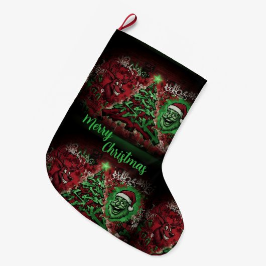 	Graffiti Christmas Stocking 12x20 Grote Kerstsok (Voorkant (Hangend))