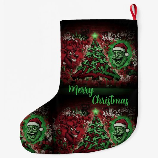 	Graffiti Christmas Stocking 12x20 Grote Kerstsok (Achterkant)