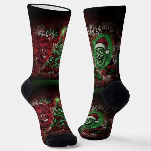 Graffiti Christmas Sustainable Premium Socks Sokken (Gebogen)