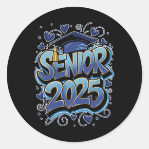Graffiti CL van 2025 Senior 2025 Afstuderen Terug  Ronde Sticker