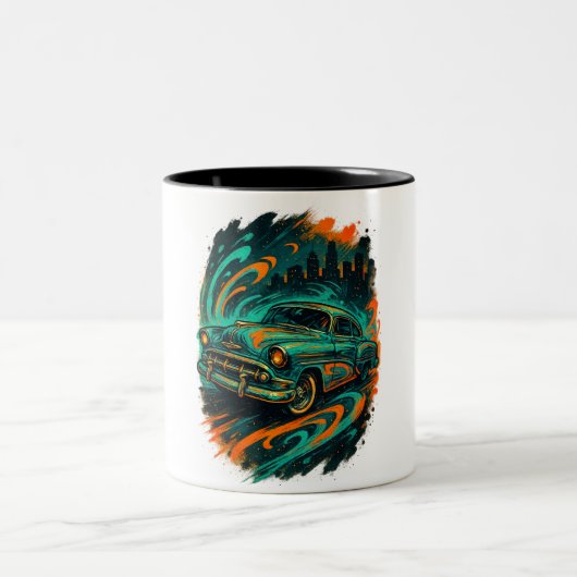 Graffiti Classic Car Mug Tweekleurige Koffiemok (Center)