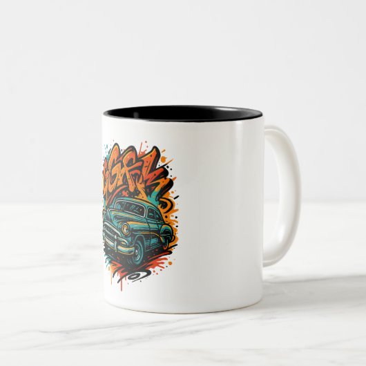 Graffiti Classic Car Mug Tweekleurige Koffiemok (Voorkant rechts)