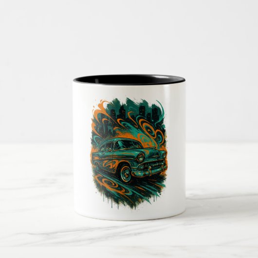 Graffiti Classic Car Mug Tweekleurige Koffiemok (Center)