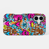 Graffiti Collage Pattern Phone Case iPhone 16 Hoesje (Achterkant horizontaal)