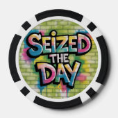 Graffiti Colorful Text Saying Seize The Day Poker Chips (Achterkant)