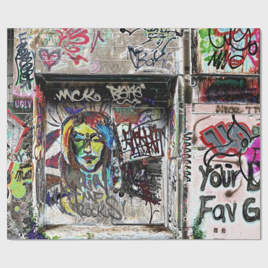 Graffiti Cool Decorative Urban Street Grunge Art Cadeaupapier (Vlak)