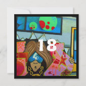 Graffiti Cool Face Birthday Invitation Kaart (Achterkant)