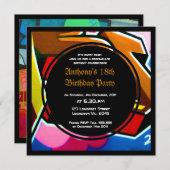 Graffiti Cool Face Birthday Invitation Kaart (Voorkant / Achterkant)