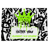 Graffiti Crown Green Black Verjaardag Bedankt Groot Cadeauzakje (Voorkant)