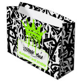 Graffiti Crown Green Black Verjaardag Bedankt Groot Cadeauzakje (Achterkant Gekanteld)
