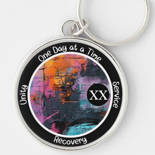 Graffiti Custom Recovery Milestone Gift | Sobriety Sleutelhanger (Voorkant)