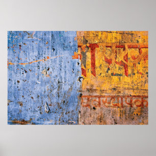 Graffiti devanagari, met wandbekleding poster