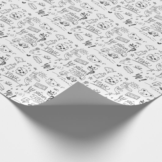 Graffiti Doodles: Punk muziek krabbelen Cadeaupapier (Hoek)