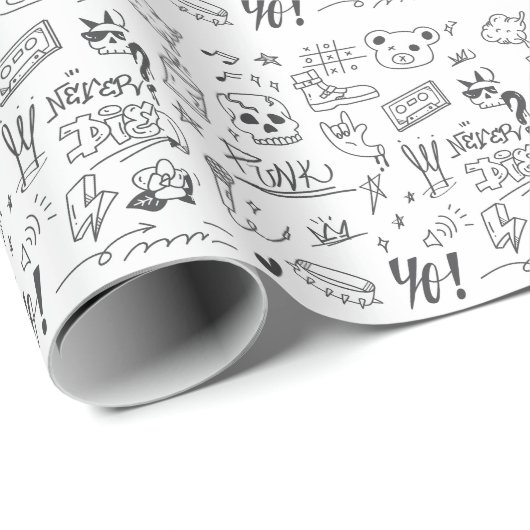 Graffiti Doodles: Punk muziek krabbelen Cadeaupapier (Rol Hoek)