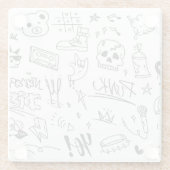 Graffiti Doodles: Punk muziek krabbelen Glazen Onderzetter (Achterkant)