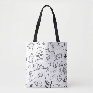 Graffiti Doodles: Punk muziek krabbelen Tote Bag