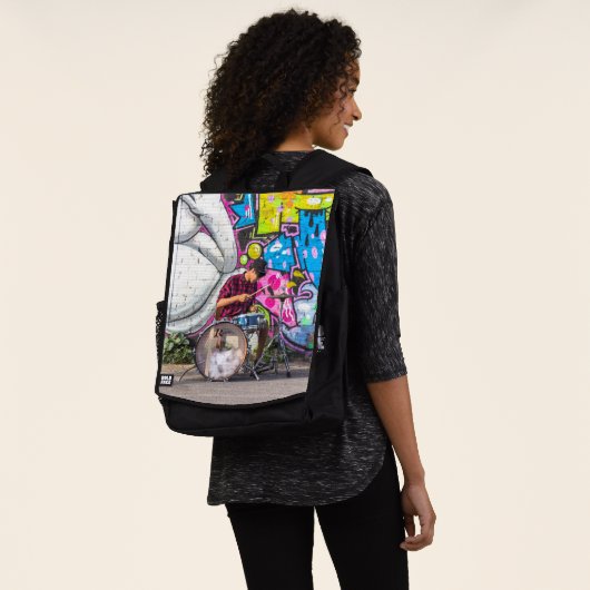 Graffiti Drummer Cool All-Over Printed Backpack (Gedragen)