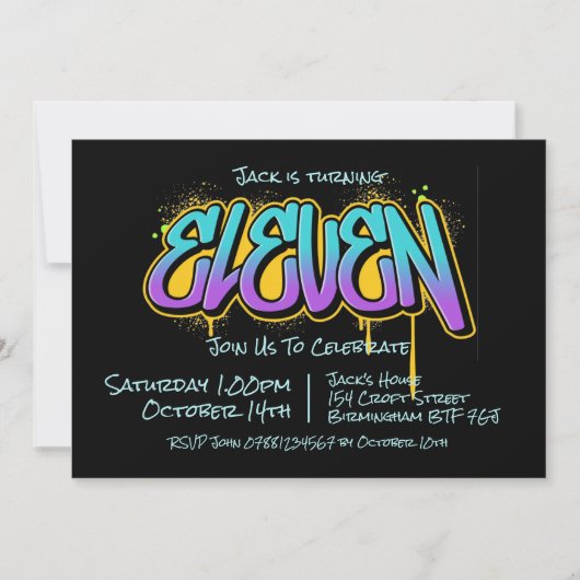 Graffiti Eleven Invitation Kaart (Voorkant)