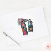Graffiti en verfsplatter ronde sticker (Envelop)