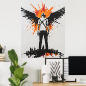 Graffiti engel met zwarte vleugels – Urban Street  Poster (Thuiskantoor)