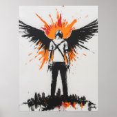Graffiti engel met zwarte vleugels – Urban Street  Poster (Voorkant)