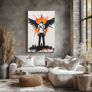 Graffiti engel met zwarte vleugels – Urban Street  Poster