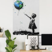 Graffiti Environmental Street Art in groen en blau Poster (Thuiskantoor)