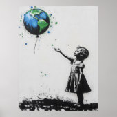 Graffiti Environmental Street Art in groen en blau Poster (Voorkant)