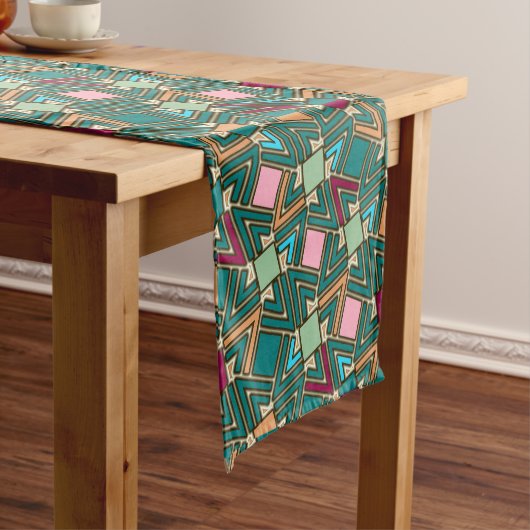 Graffiti Explosion Modern Geometric Pattern  Korte Tafelloper (Voorbeeld)