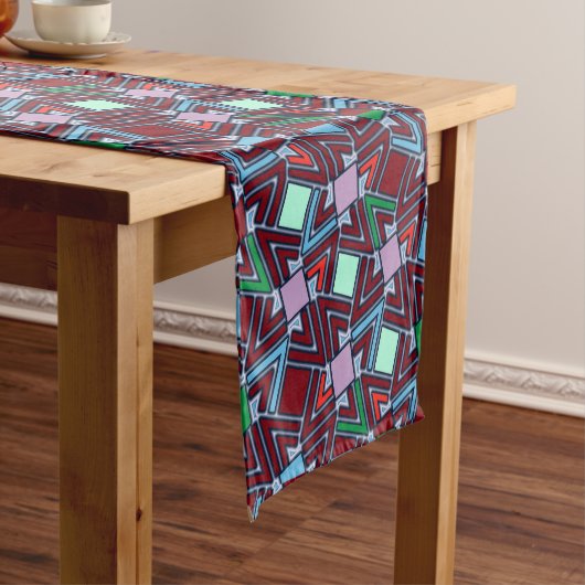 Graffiti Explosion Modern Geometric Pattern  Korte Tafelloper (Voorbeeld)