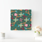 Graffiti Explosion Modern Geometric Pattern  Vierkante Klok (Huis)