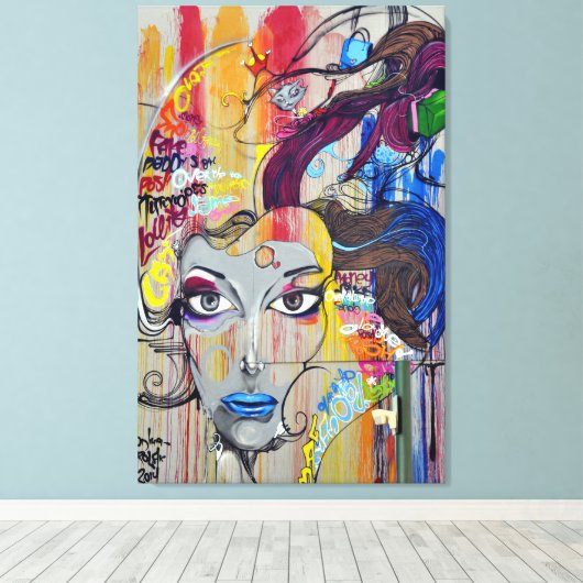 Graffiti Face Canvas Afdruk (Insitu (Houten vloer))