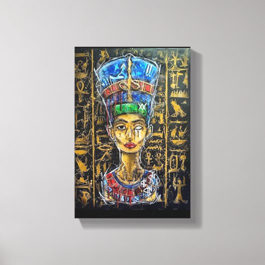 Graffiti Farao Queen Nefertiti Canvas Afdruk (Voorkant)