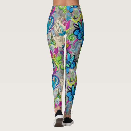 Graffiti Flowers Leggings (Achterkant)