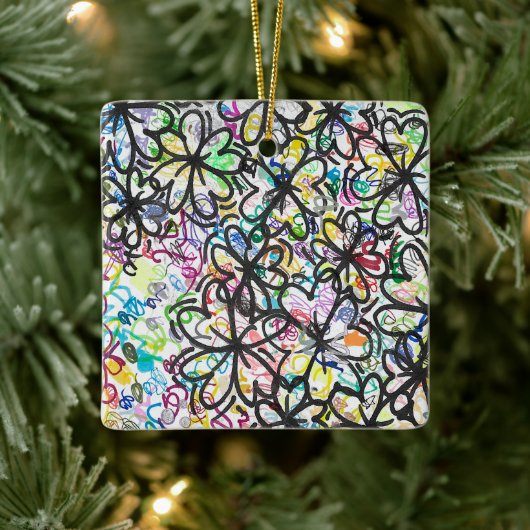 Graffiti Four Leaf Clovers Keramisch Ornament (Boom)