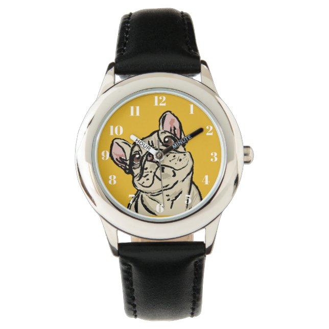Graffiti Franse buldog Horloge (Voorkant)