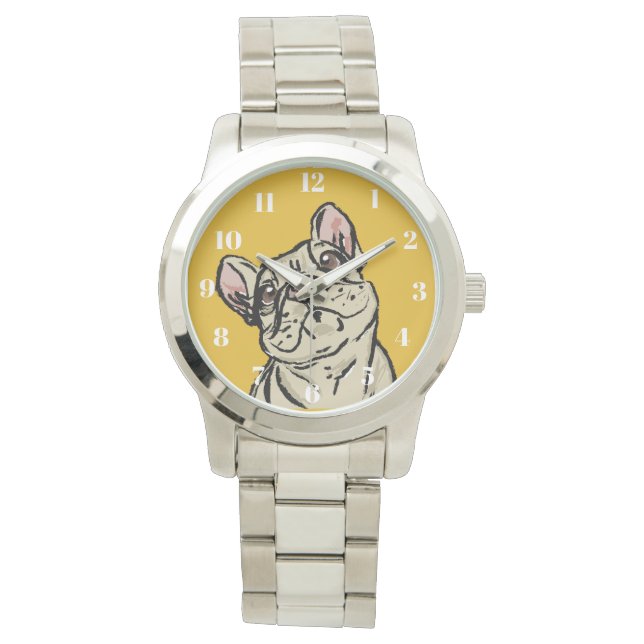 Graffiti Franse buldog Horloge (Voorkant)