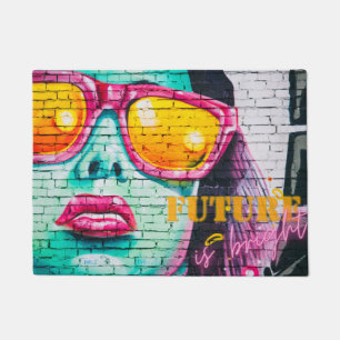 Graffiti Future is helder meisje en zonnebril Deurmat