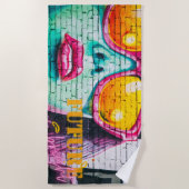 Graffiti Future is helder neonmeisje en zonnebrill Strandlaken (Voorkant)