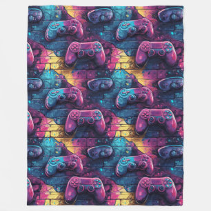 Graffiti Game Controller Urban Pattern Gamer Room Fleece Deken
