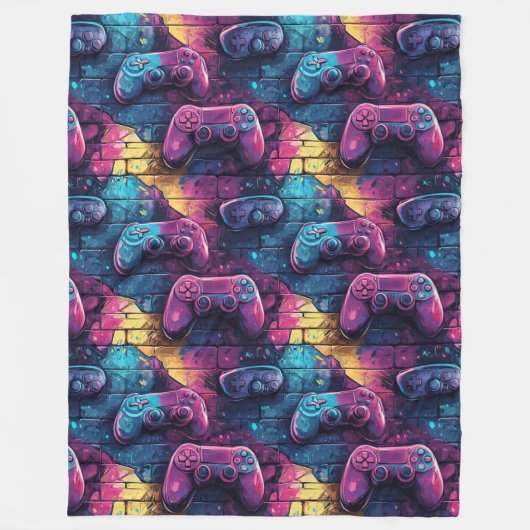 Graffiti GameController Stedelijk Patroon Gamer Ka Fleece Deken (Voorkant)