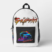 GRAFFITI GAS GUZZLER - DRIFT CAR BEDRUKTE RUGZAK (Voorkant)