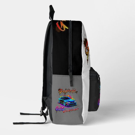 GRAFFITI GAS GUZZLER - DRIFT CAR BEDRUKTE RUGZAK (Links)