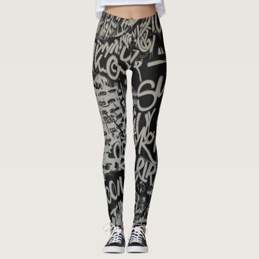 Graffiti gedrukte Leggings (Voorkant)