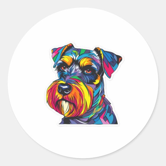 Graffiti geïnspireerd Miniatuur Schnauzer Dog Stic Ronde Sticker (Voorkant)