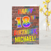 Graffiti Geïnspireerd Rainbow Look HAPPY 18TH BIRT Kaart (Gele Bloem)