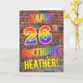 Graffiti Geïnspireerd Rainbow Look HAPPY 26TH BIRT Kaart (Gele Bloem)