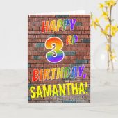 Graffiti Geïnspireerd Rainbow Look HAPPY 3E VERJAA Kaart (Gele Bloem)