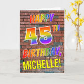 Graffiti Geïnspireerd Rainbow Look HAPPY 45TH BIRT Kaart (Gele Bloem)